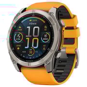 Garmin Fenix 8 AMOLED 51mm Smartwatch Sapphire Titanium With Spark Orange/Graphite Silicone Band 010-02905-11