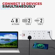 Honeywell HC000054/SRG/1.8M/WH 8 Way Surge Protector Extension Socket