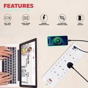 Honeywell HC000054/SRG/1.8M/WH 8 Way Surge Protector Extension Socket