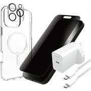 Zagg Case Clear iPhone 16 Pro Max + Privacy Screen Protector + Lens Protector + Mophie Cable 2m + Charger White