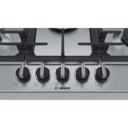 Bosch Series 6 built-in Gas hob 75 cm, 5 Burners - Cast iron with rubber feet Stainless steel,- PCQ7A5B90