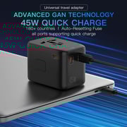 Fitit FTA45W Travel Adaptor with Auto Reset Fuse Black