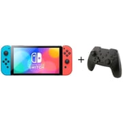 Nintendo Switch OLED Gaming Console 64GB Neon Blue/Red + Nyko Mini Controller