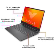 HP Victus Gaming (2023) Laptop - AMD Ryzen 7-8845HS / 16.1inch FHD / 512GB SSD / 16GB RAM / 8GB NVIDIA GeForce RTX 4070 Graphics / Windows 11 Home / English Keyboard / Mica Silver / International Versin - [16-S1023DX]