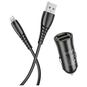 Charome Dual Port Car Charger With Lightning Cable 1m Black