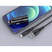 Charome Dual Port Car Charger With Lightning Cable 1m Black