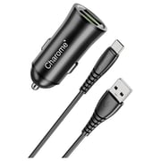 Charome Dual Port Car Charger With USB-C Cable 1m Black