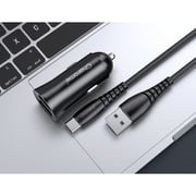 Charome Dual Port Car Charger With USB-C Cable 1m Black