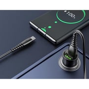 Charome Dual Port Car Charger With USB-C Cable 1m Black