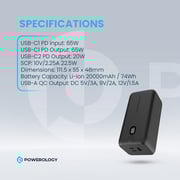 Powerology Power Bank 20000mAh Black PPBCHA19
