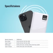 Porodo Power Bank 10000mAh White PB-PBFCH053-WH