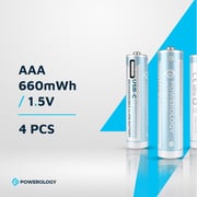 Powerology USB-C Rechargeable AA Battery 1460mAh 4 Pcs