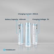 Powerology USB-C Rechargeable AA Battery 1460mAh 4 Pcs