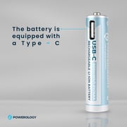 Powerology USB-C Rechargeable AA Battery 1460mAh 4 Pcs