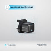 Powerology GaN Wall Charger With Lightning Cable 1.2m Black