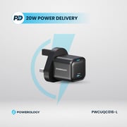 Powerology GaN Wall Charger With Lightning Cable 1.2m Black