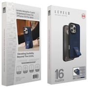 Levelo Morphix Cuero Gripstand Case Blue iPhone 16 Pro Max