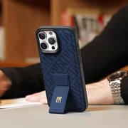 Levelo Morphix Cuero Gripstand Case Blue iPhone 16 Pro Max