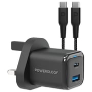 Powerology Wall Charger With USB-C Cable 1.2m Black
