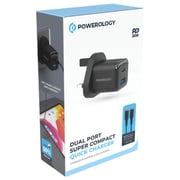 Powerology Wall Charger With USB-C Cable 1.2m Black