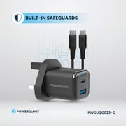 Powerology Wall Charger With USB-C Cable 1.2m Black
