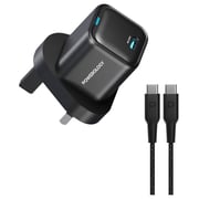 Powerology GaN Wall Charger With USB-C Cable 1.2m Black