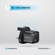 Powerology GaN Wall Charger With USB-C Cable 1.2m Black