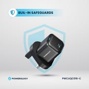 Powerology GaN Wall Charger With USB-C Cable 1.2m Black