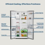 Beko 664L Side-by-Side Refrigerator, NeoFrost Dual Cooling, Titanium Inox - GNE753DIX