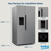 Beko 664L Side-by-Side Refrigerator, NeoFrost Dual Cooling, Titanium Inox - GNE753DIX