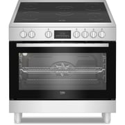 Beko 90x60cm Freestanding Ceramic Electric Cooker, 5 Zones, 8 Functions, 108L, A+ Rating, Stainless Steel - BGM30203EX