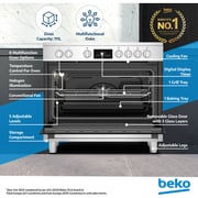 Beko 90x60cm Freestanding Ceramic Electric Cooker, 5 Zones, 8 Functions, 108L, A+ Rating, Stainless Steel - BGM30203EX