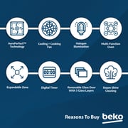 Beko 90x60cm Freestanding Ceramic Electric Cooker, 5 Zones, 8 Functions, 108L, A+ Rating, Stainless Steel - BGM30203EX