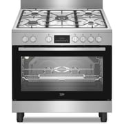 Beko 90x60cm Freestanding Combination Cooker, Gas Hob & Electric Oven, Air Fryer, 5 Burners (1 Wok), 108L - BGTW11227EXA
