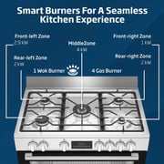 Beko 90x60cm Freestanding Combination Cooker, Gas Hob & Electric Oven, Air Fryer, 5 Burners (1 Wok), 108L - BGTW11227EXA