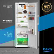 Beko 447L Upright Refrigerator, Single Door, No Frost, Titanium Inox - RLNE500DX