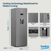 Beko 447L Upright Refrigerator, Single Door, No Frost, Titanium Inox - RLNE500DX