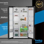 Beko 635L Side-by-Side Refrigerator, NeoFrost Dual Cooling, Dark Inox - GNE741PP