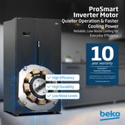 Beko 635L Side-by-Side Refrigerator, NeoFrost Dual Cooling, Dark Inox - GNE741PP