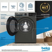 Beko 10kg Front Load Washing Machine, 1400 RPM, 15 Programs, SteamTherapy, AquaTech, Manhattan Grey - WTE1014XM