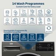Beko 10kg Front Load Washing Machine, 1400 RPM, 15 Programs, SteamTherapy, AquaTech, Manhattan Grey - WTE1014XM