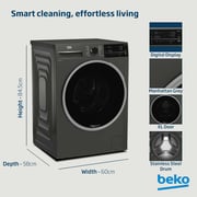Beko 10kg Front Load Washing Machine, 1400 RPM, 15 Programs, SteamTherapy, AquaTech, Manhattan Grey - WTE1014XM