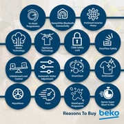 Beko 10kg Front Load Washing Machine, 1400 RPM, 15 Programs, SteamTherapy, AquaTech, Manhattan Grey - WTE1014XM