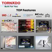 تلفزيون تورنادو بشاشة UHD ودقة 4K يدعم جوجل قياس 65 بوصة (موديل 2024) 65UA3400G