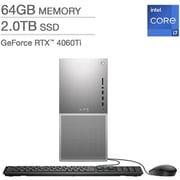 Dell XPS Tower (2024) Desktop - 14th Gen / Intel Core i7-14700 / 2TB SSD / 64GB RAM / 8GB NVIDIA GeForce RTX 4060Ti Graphics / Windows 11 Home / English Keyboard / Platinum / International Version - [XPS8960-7244SLV-PUS]