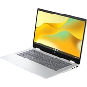 HP Chromebook x360 2-in-1 Laptop- Intel N200 Processor / 14inch FHD Touchscreen / 128GB SSD / 8GB RAM / Integrated Graphics / Chrome OS / English Keyboard / Silver / International Version - 14B-CD0035CL