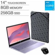 HP Chromebook Plus Laptop - Intel Core i3-N305 / 256GB SSD / 8GB RAM / Intel UHD Graphics / 14inch / Chrome OS / English Keyboard / Silver / International Version - 14A-NF0035CL - Includes Sleeve & Wireless Mouse