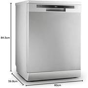 Midea Freestanding Dishwasher, 13 Place Settings, Silver - WQP13-5201C-S