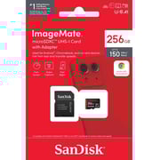 SanDisk MicroSDXC Memory Card/Adapter UHS-I 256GB Black SDSQUAC-256G-AW6KA