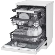 LG 14 Place Setting Dishwasher with QuadWash, EasyRack Plus, TrueSteam, Inverter Direct Drive, ThinQ, and White Finish – DFB512FW